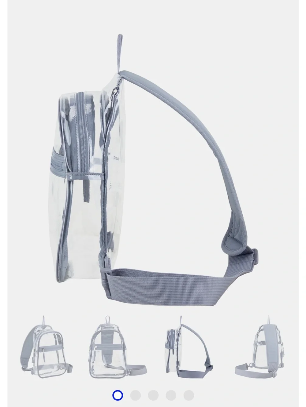 Clear Light Gray Crossbody Sling Bag - Minimal Transparent Design